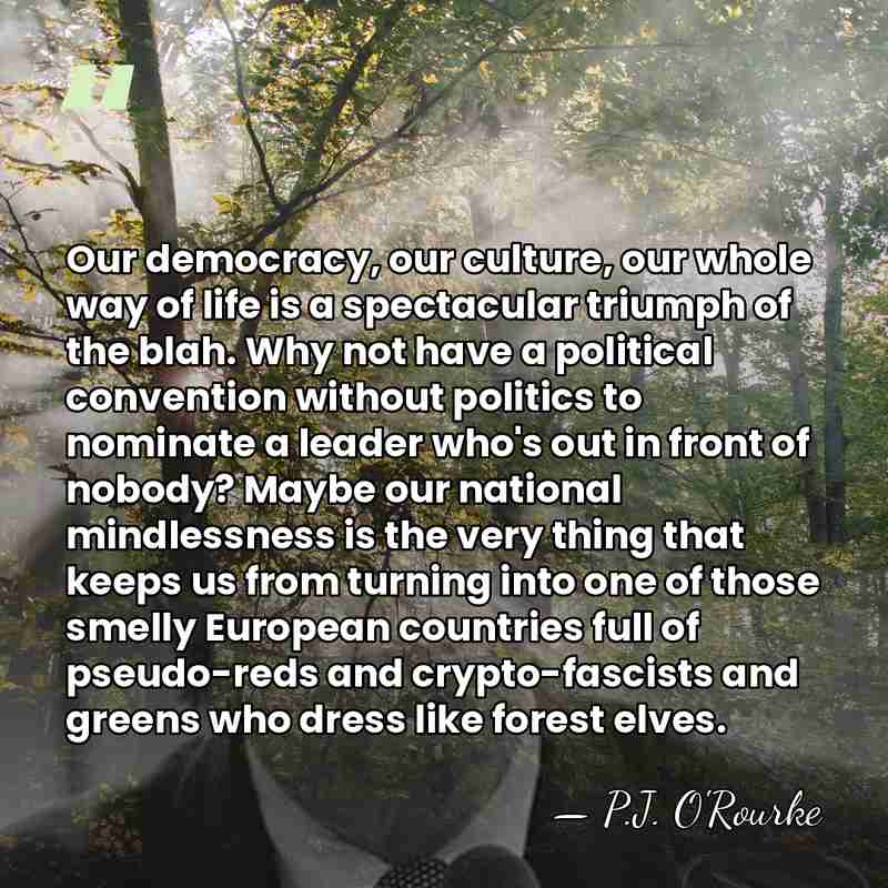 Our democracy, our culture, our whole way of life is a spectacular&hellip; - P.J. O'Rourke