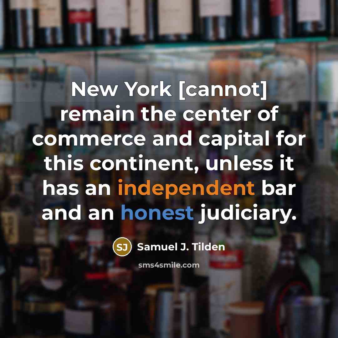 “New York [cannot] remain the center of commerce and capital…” quote by Samuel J. Tilden