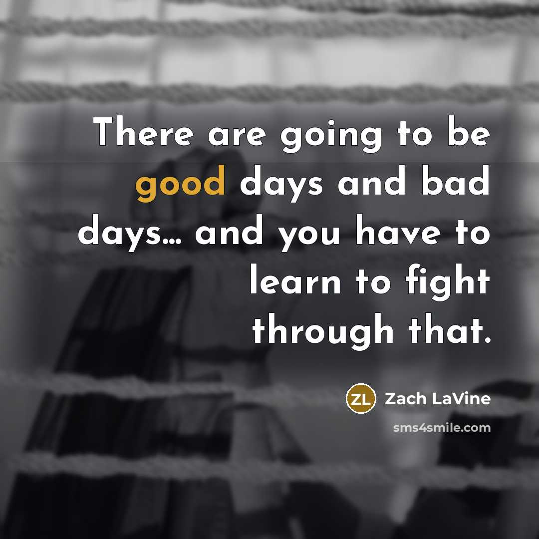 “There are going to be good days and bad days...…” quote by Zach LaVine
