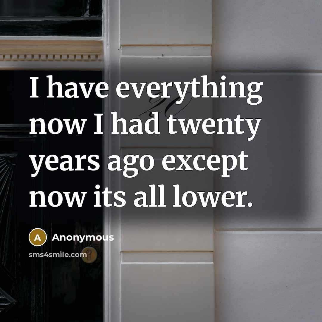 “I have everything now I had twenty years ago except…” quote by Anonymous