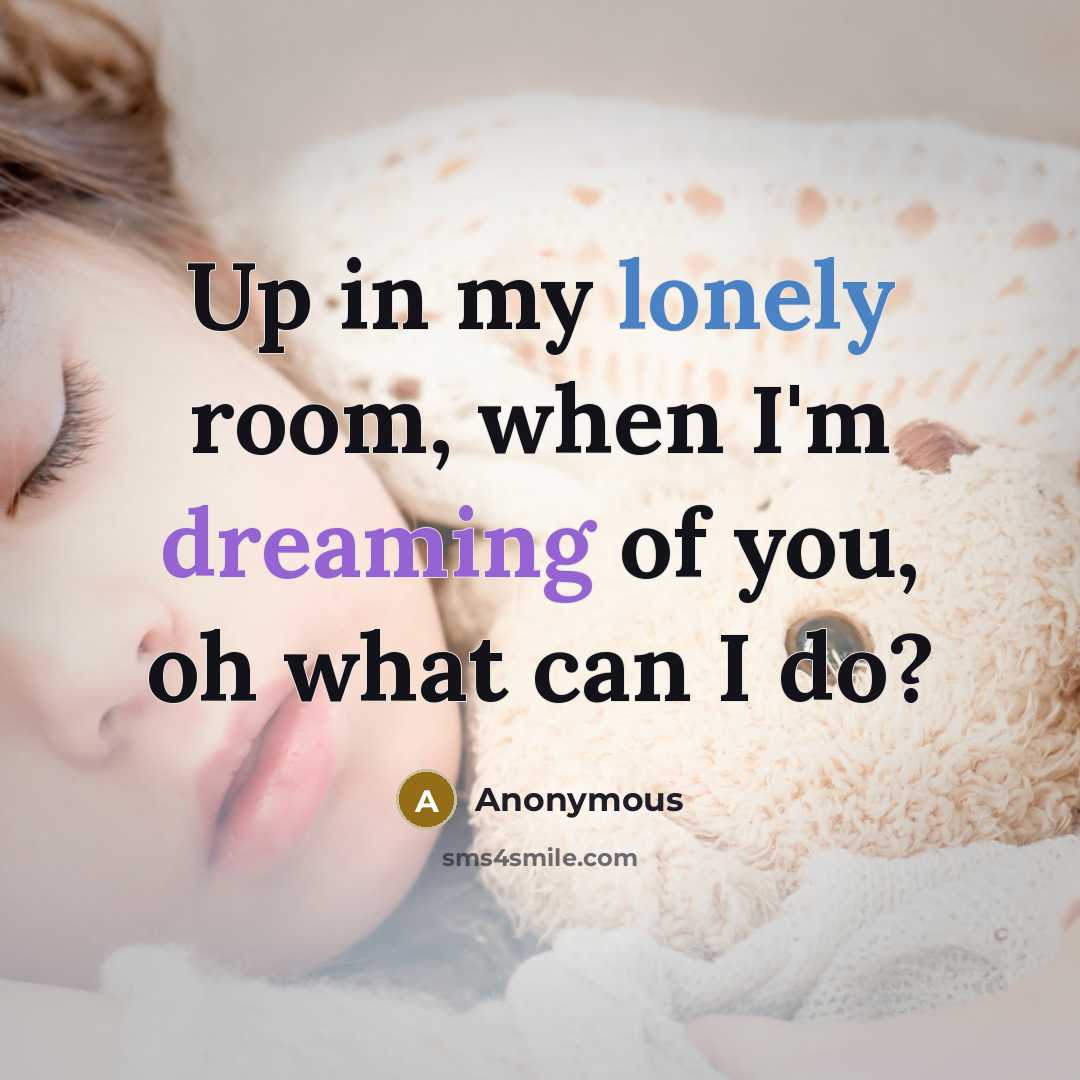 “Up in my lonely room, when I'm dreaming of you, oh what can I do?” quote by Anonymous