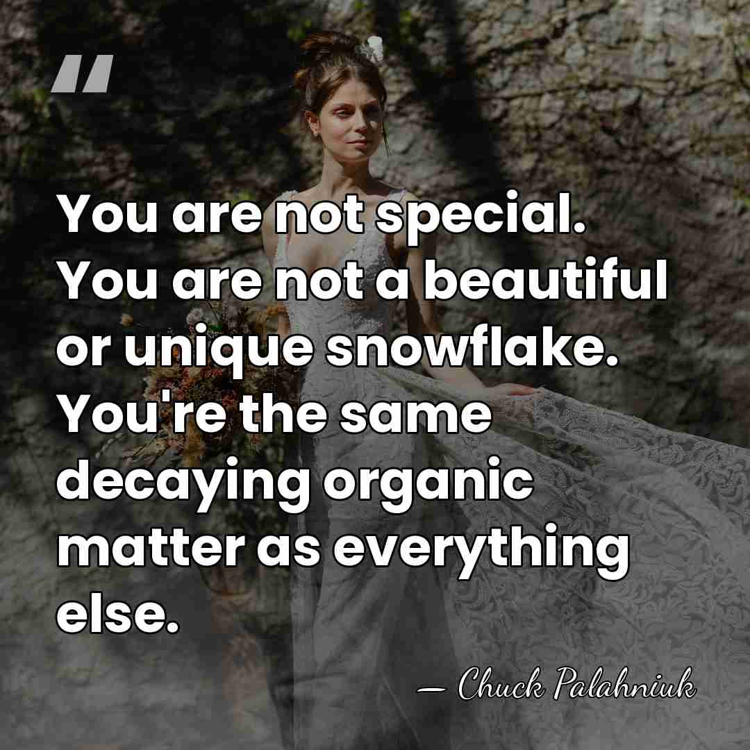 You are not special. You are not a beautiful or unique snowflake.&hellip; - Chuck Palahniuk