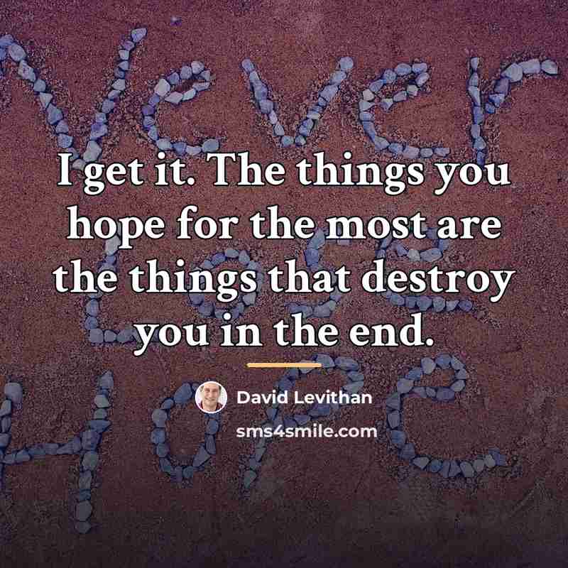 “I get it. The things you hope for the most…” quote by David Levithan