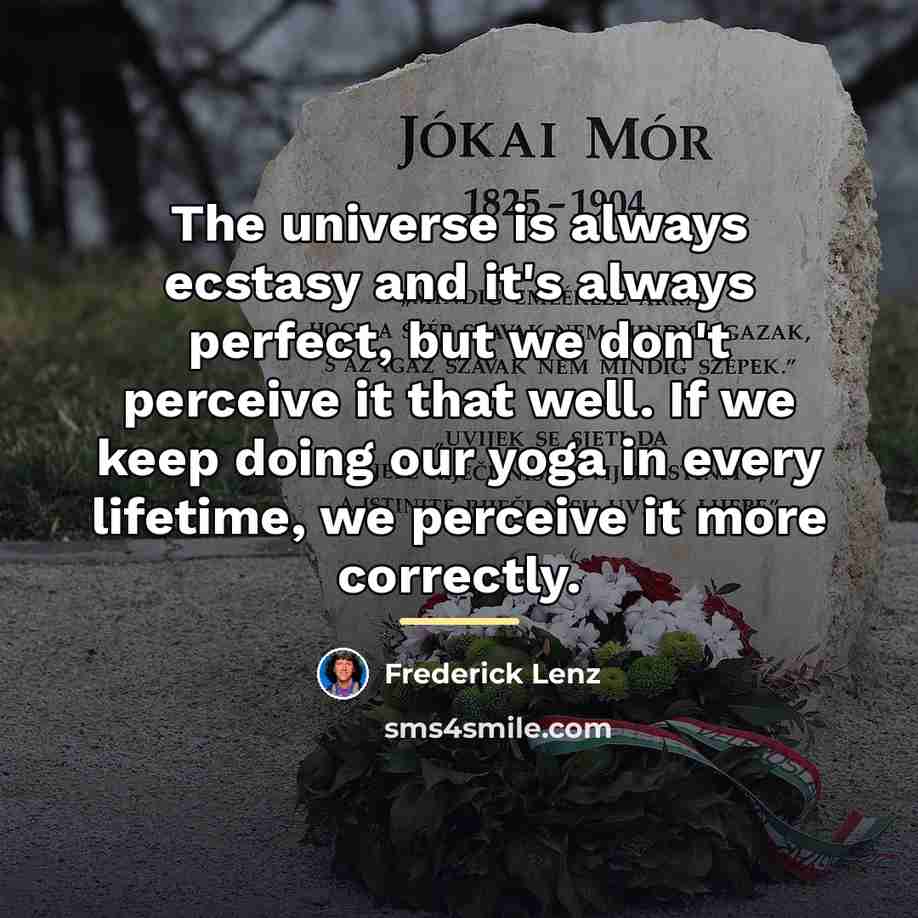 “The universe is always ecstasy and it's always perfect, but…” quote by Frederick Lenz