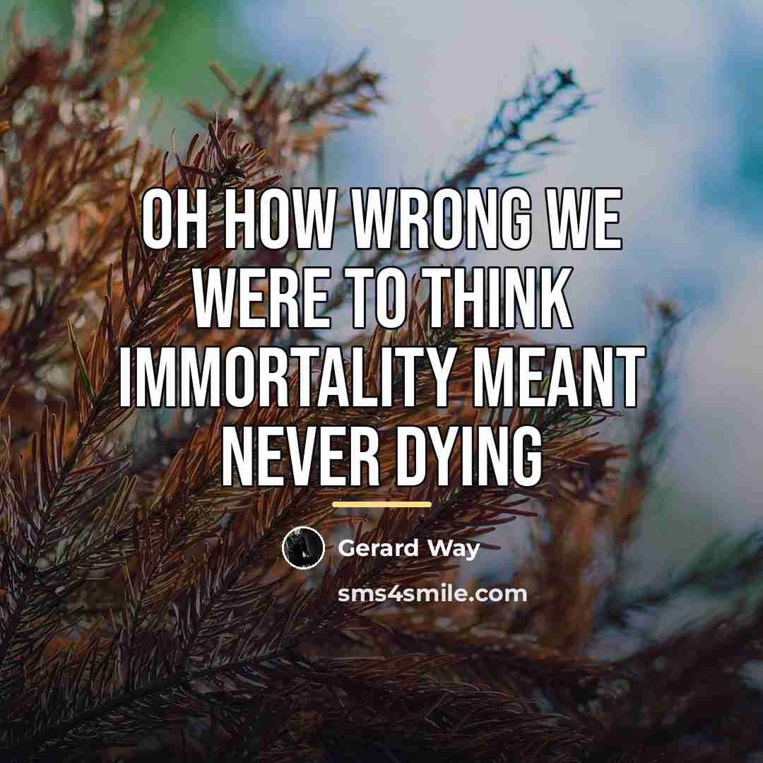 “Oh how wrong we were to think immortality meant never…” quote by Gerard Way