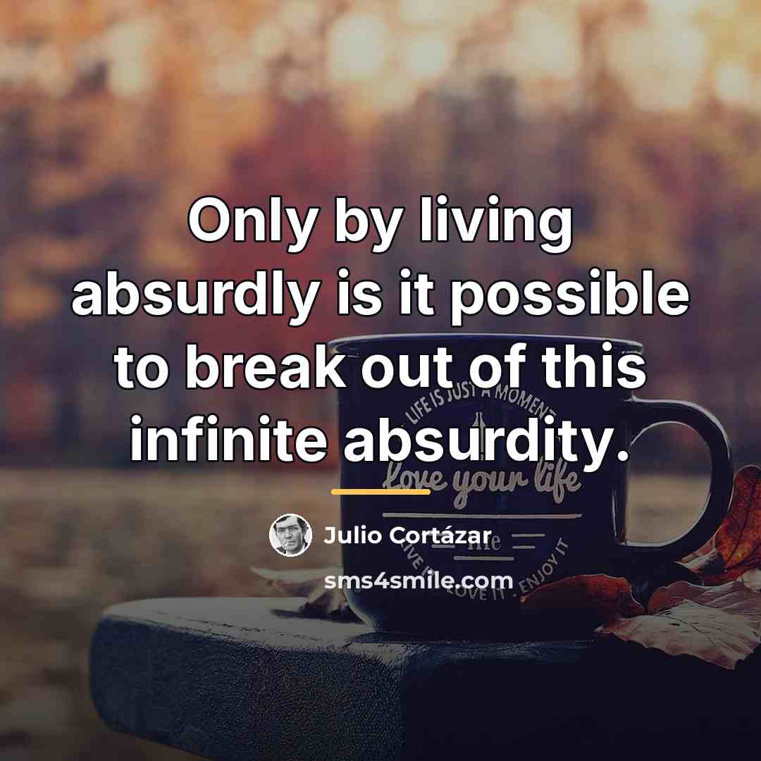 “Only by living absurdly is it possible to break out…” quote by Julio Cortazar
