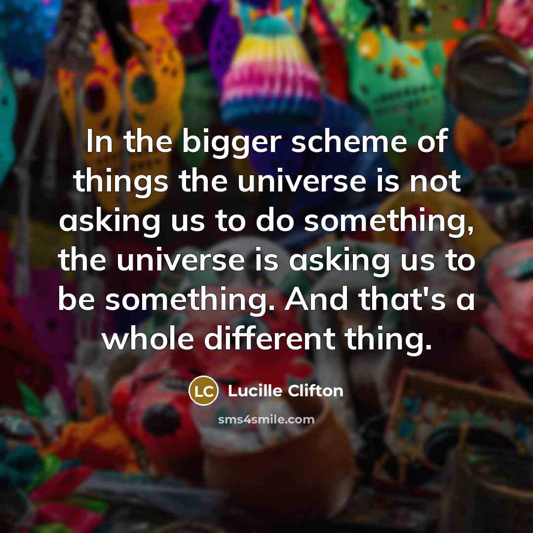“In the bigger scheme of things the universe is not…” quote by Lucille Clifton