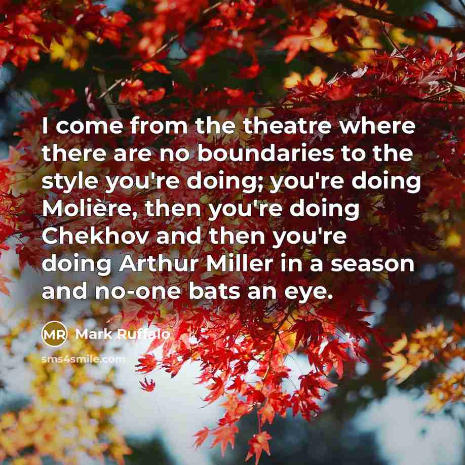“I come from the theatre where there are no boundaries…” quote by Mark Ruffalo