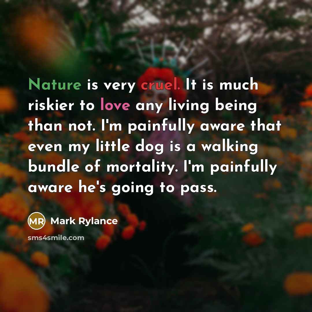 “Nature is very cruel. It is much riskier to love…” quote by Mark Rylance