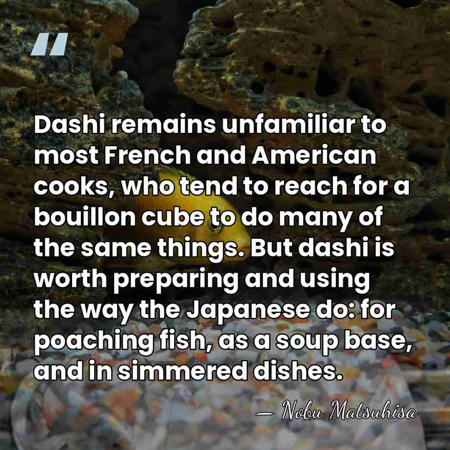 Dashi remains unfamiliar to most French and American cooks, who tend to&hellip; - Nobu Matsuhisa