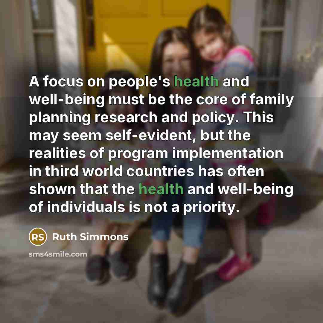 “A focus on people's health and well-being must be the…” quote by Ruth Simmons