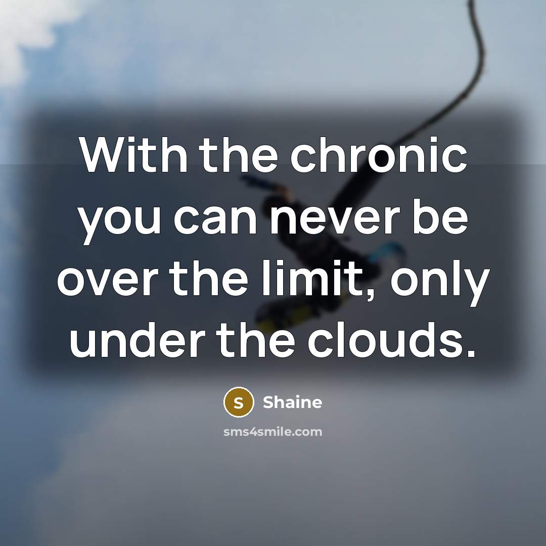 “With the chronic you can never be over the limit,…” quote by Shaine