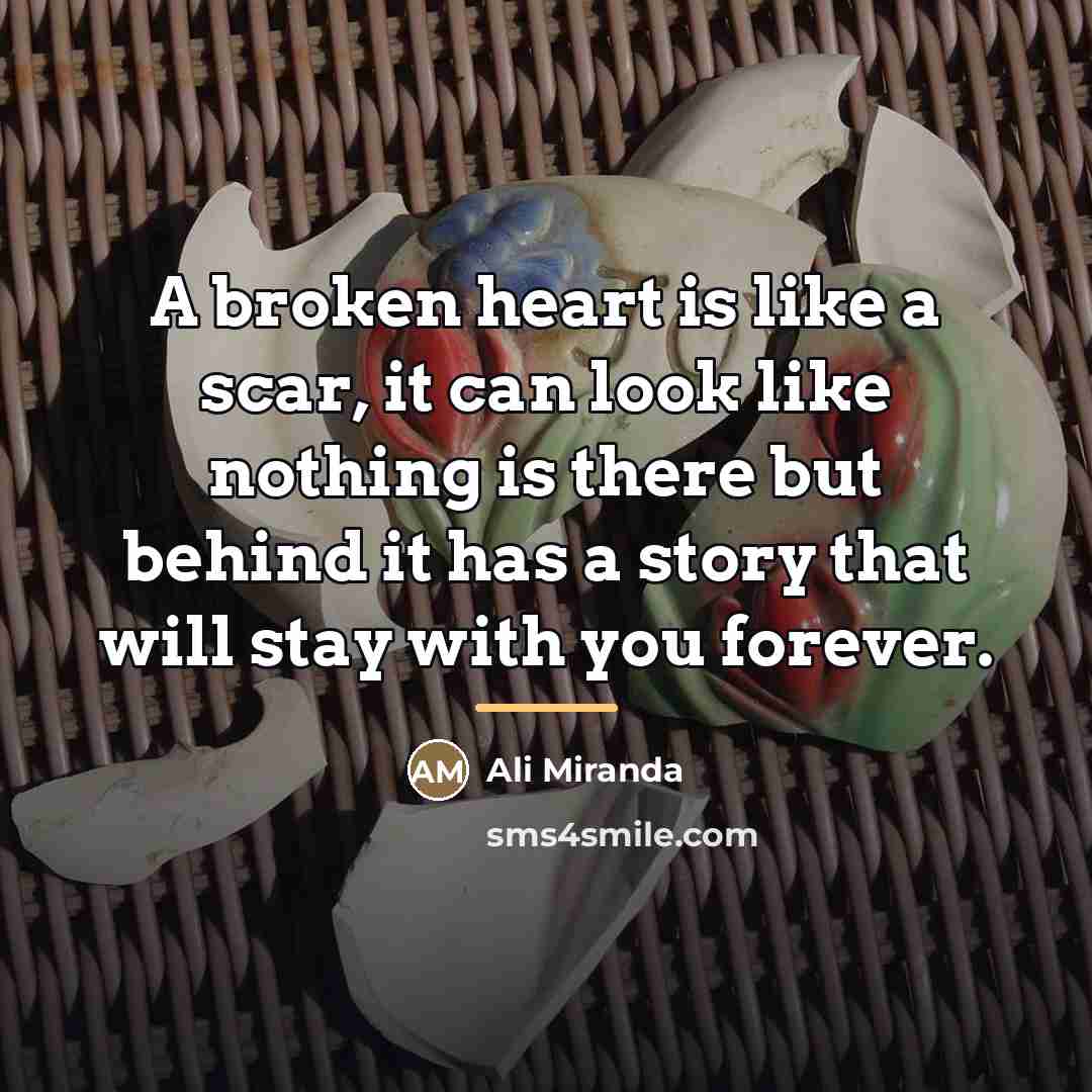 “A broken heart is like a scar, it can look…” quote by Ali Miranda