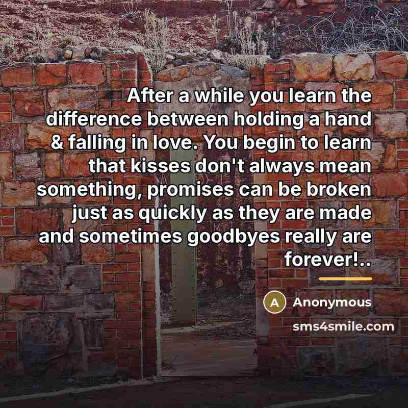 “After a while you learn the difference between holding a…” quote by Anonymous