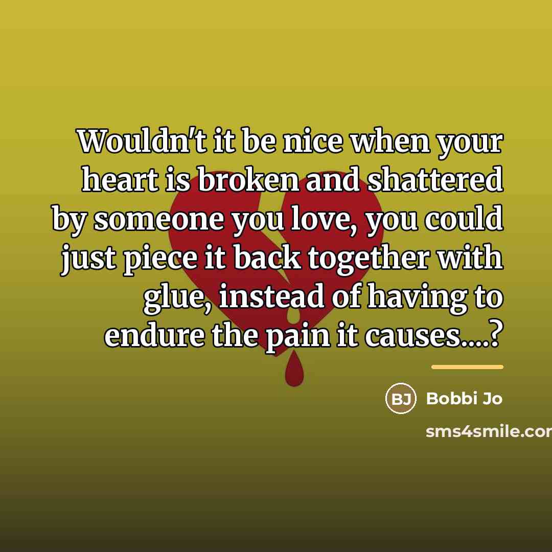 “Wouldn't it be nice when your heart is broken and…” quote by Bobbi Jo