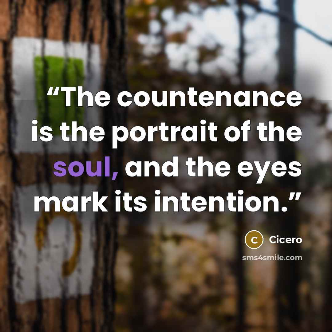 “The countenance is the portrait of the soul, and the eyes mark its intention.” quote by Cicero
