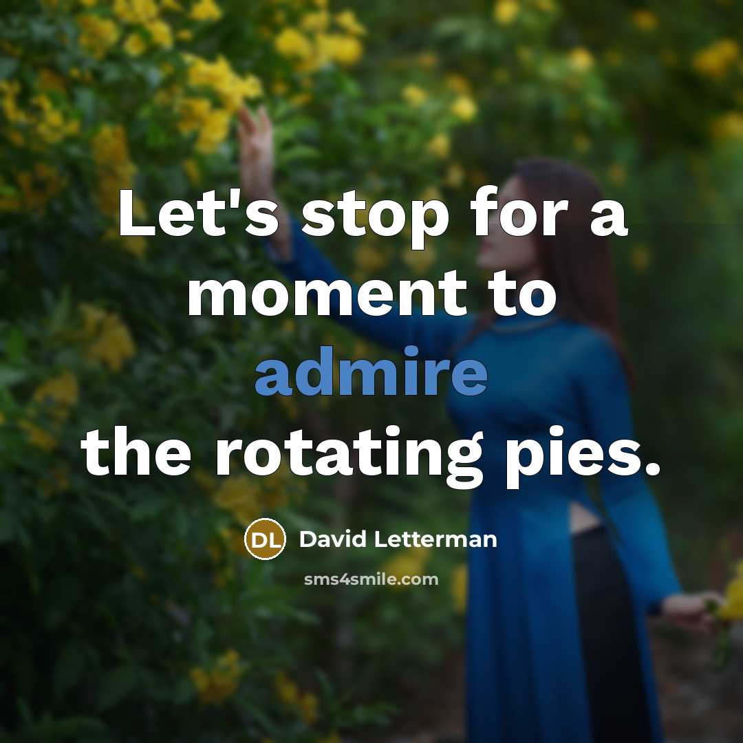 “Let's stop for a moment to admire the rotating pies.…” quote by David Letterman