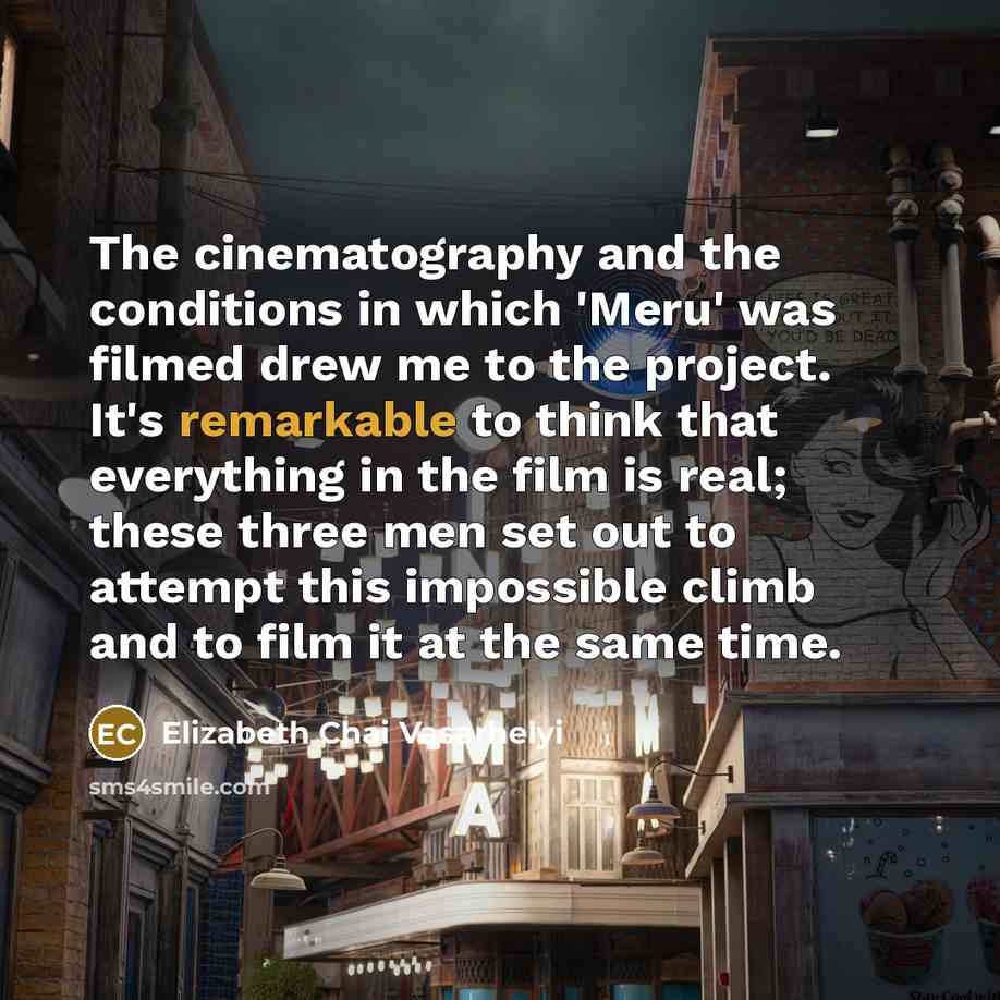 “The cinematography and the conditions in which 'Meru' was filmed…” quote by Elizabeth Chai Vasarhelyi