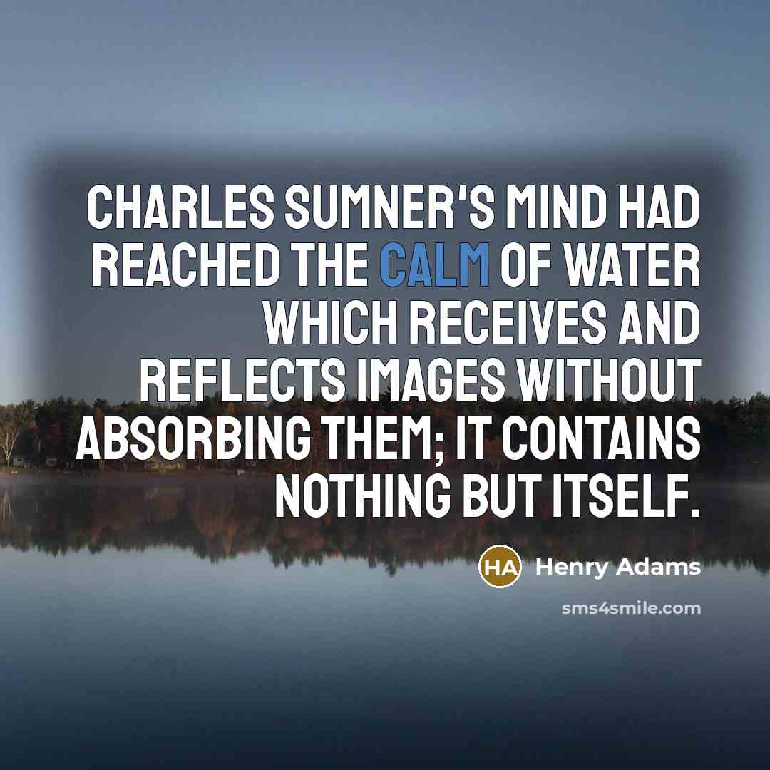 “Charles Sumner's mind had reached the calm of WATER which…” quote by Henry Adams