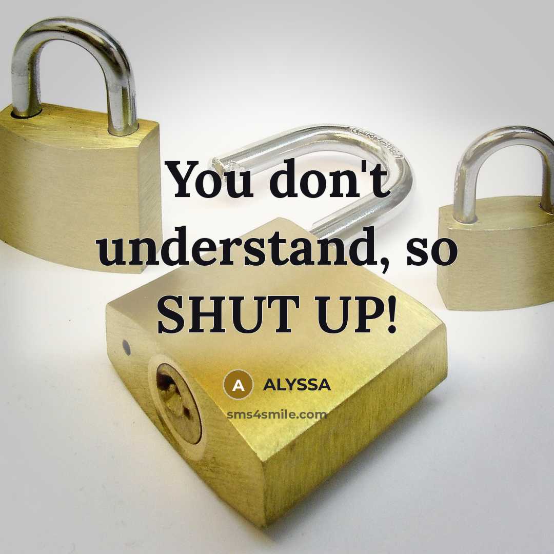“You don't understand, so SHUT UP!…” quote by ALYSSA