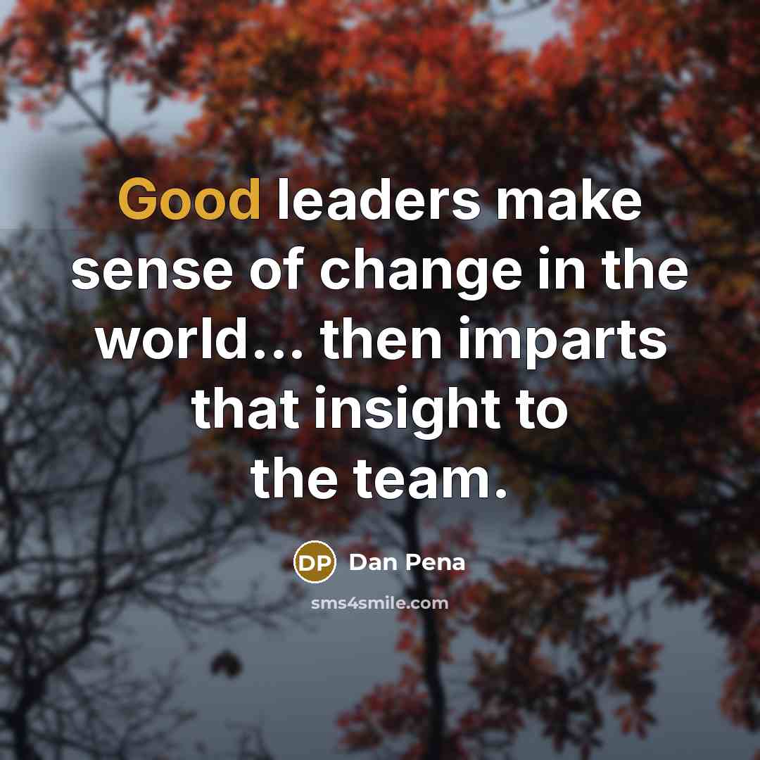 “Good leaders make sense of change in the world... then…” quote by Dan Pena