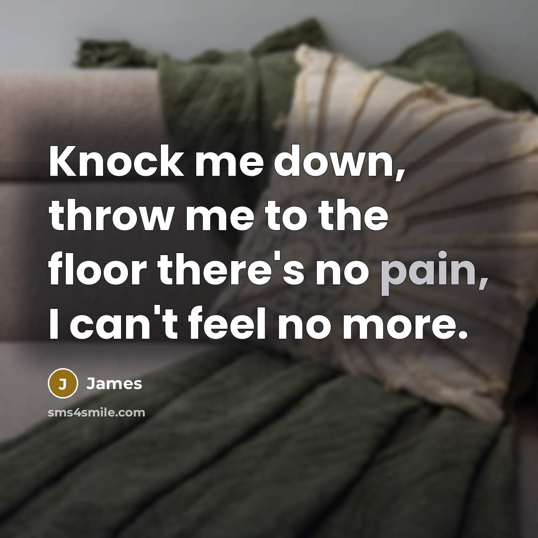 “Knock me down, throw me to the floor there's no…” quote by James