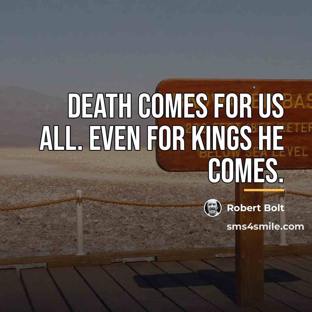 “Death comes for us all. Even for kings he comes.…” quote by Robert Bolt