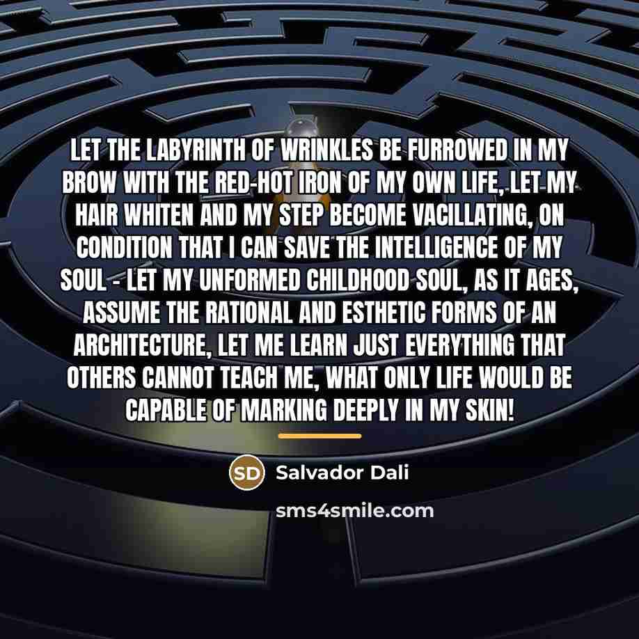 “Let the labyrinth of wrinkles be furrowed in my brow…” quote by Salvador Dali