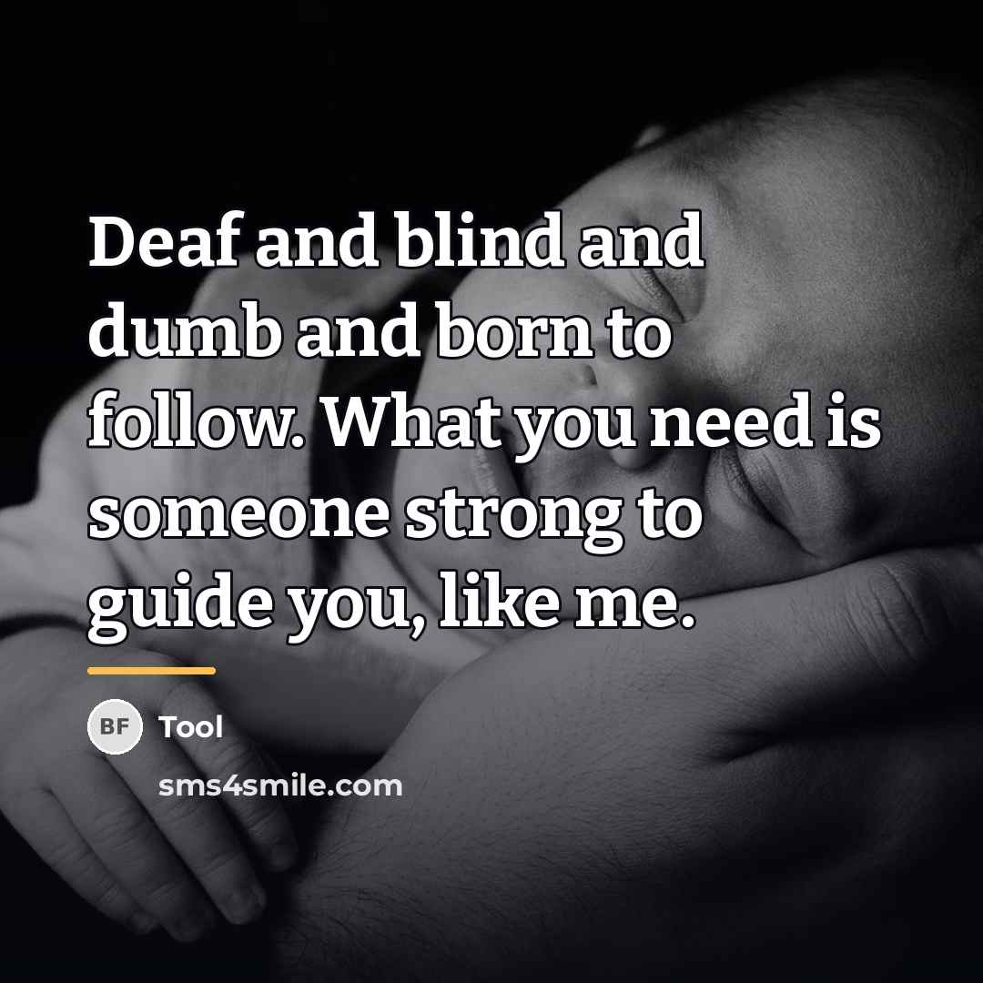 “Deaf and blind and dumb and born to follow. What…” quote by Tool