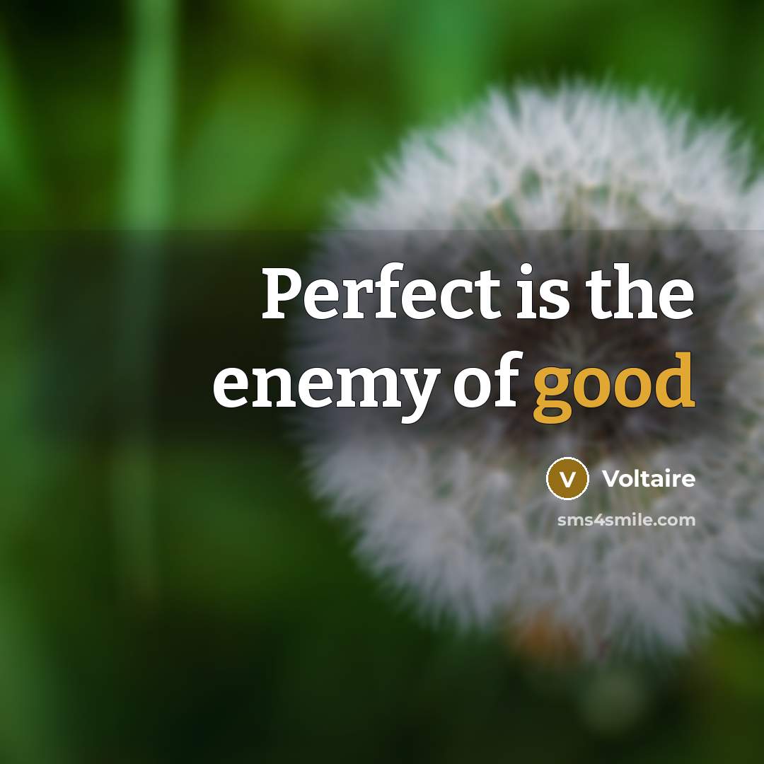 “Perfect is the enemy of good…” quote by Voltaire