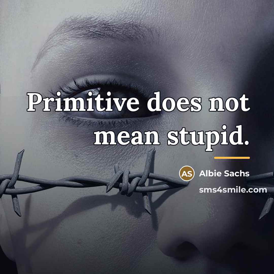 “Primitive does not mean stupid.…” quote by Albie Sachs