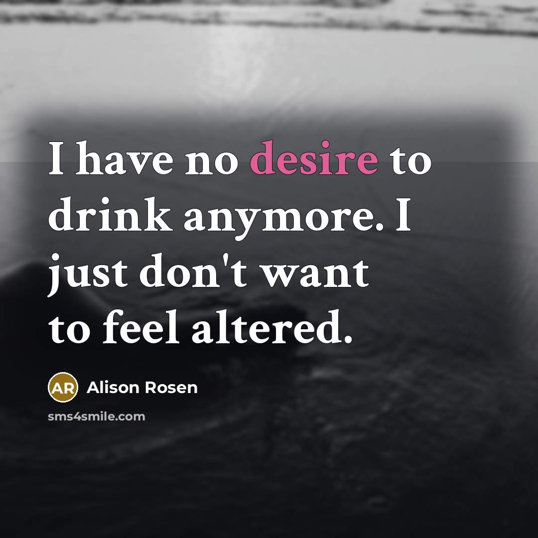 “I have no desire to drink anymore. I just don't…” quote by Alison Rosen
