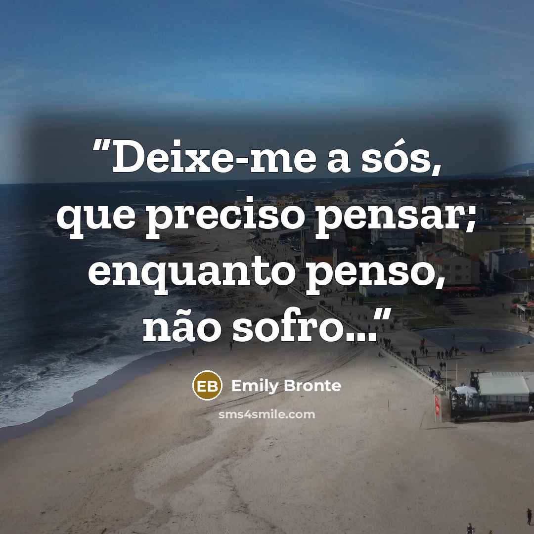 “Deixe-me a sós, que preciso pensar; enquanto penso, não sofro...” quote by Emily Brontë