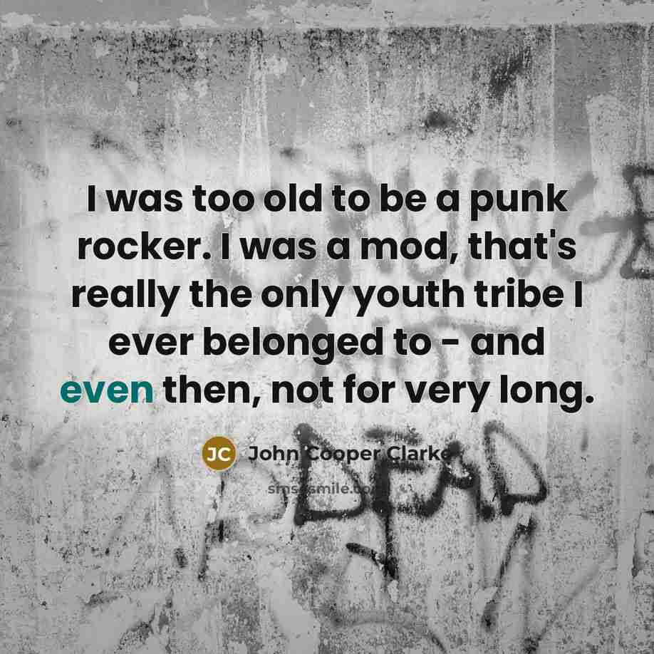 “I was too old to be a punk rocker. I…” quote by John Cooper Clarke