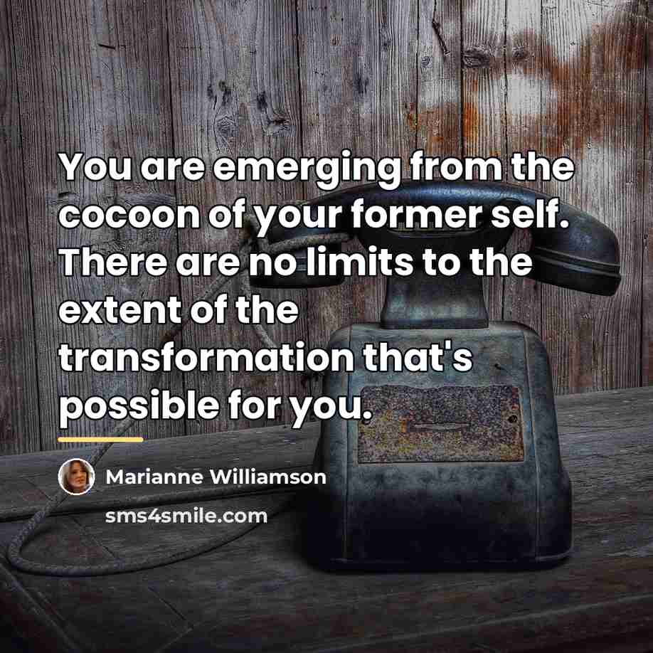 “You are emerging from the cocoon of your former self.…” quote by Marianne Williamson