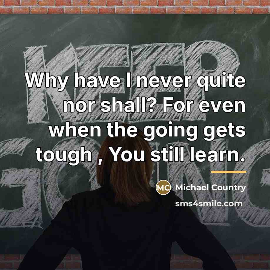 “Why have I never quite nor shall? For even when…” quote by Michael Country