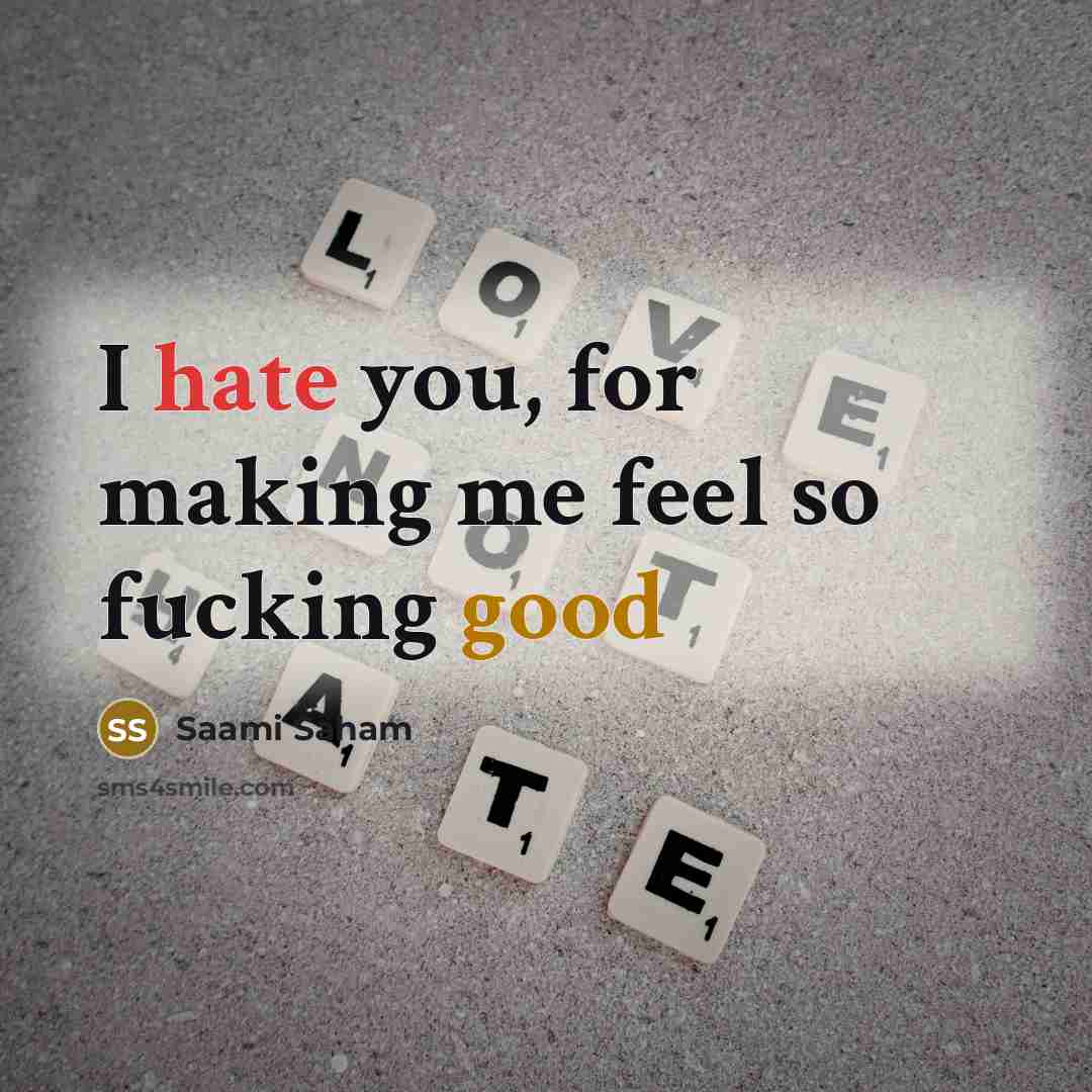 “I hate you, for making me feel so fucking good…” quote by Saami Saham