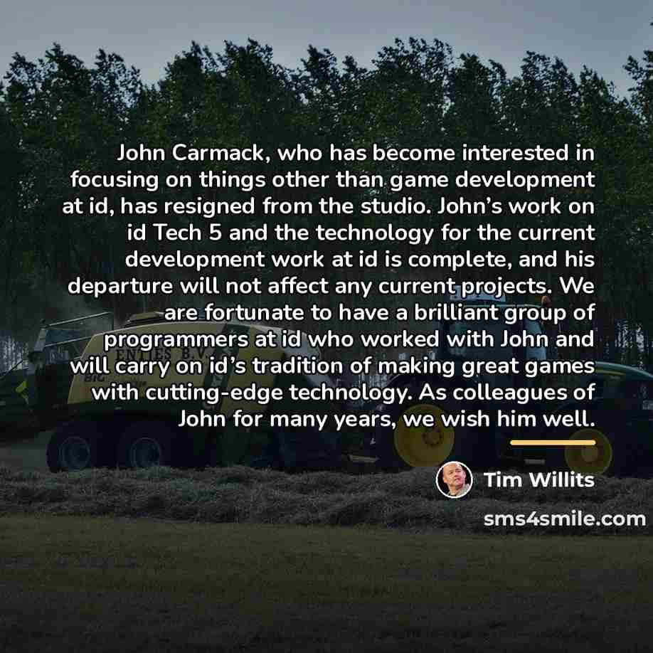 “John Carmack, who has become interested in focusing on things…” quote by Tim Willits