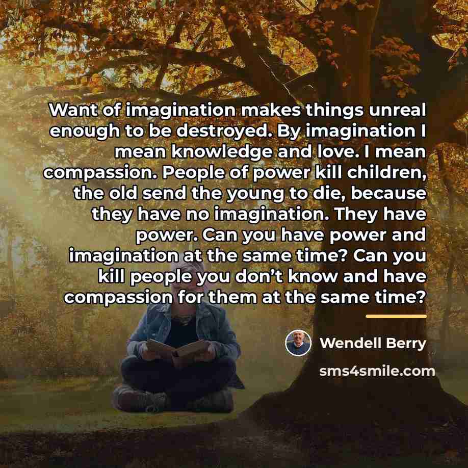“Want of imagination makes things unreal enough to be destroyed.…” quote by Wendell Berry