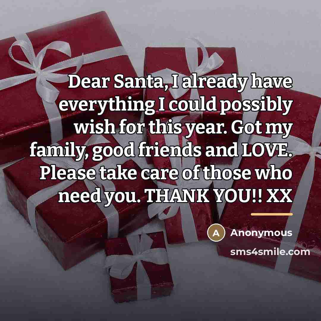 “Dear Santa, I already have everything I could possibly wish…” quote by Anonymous