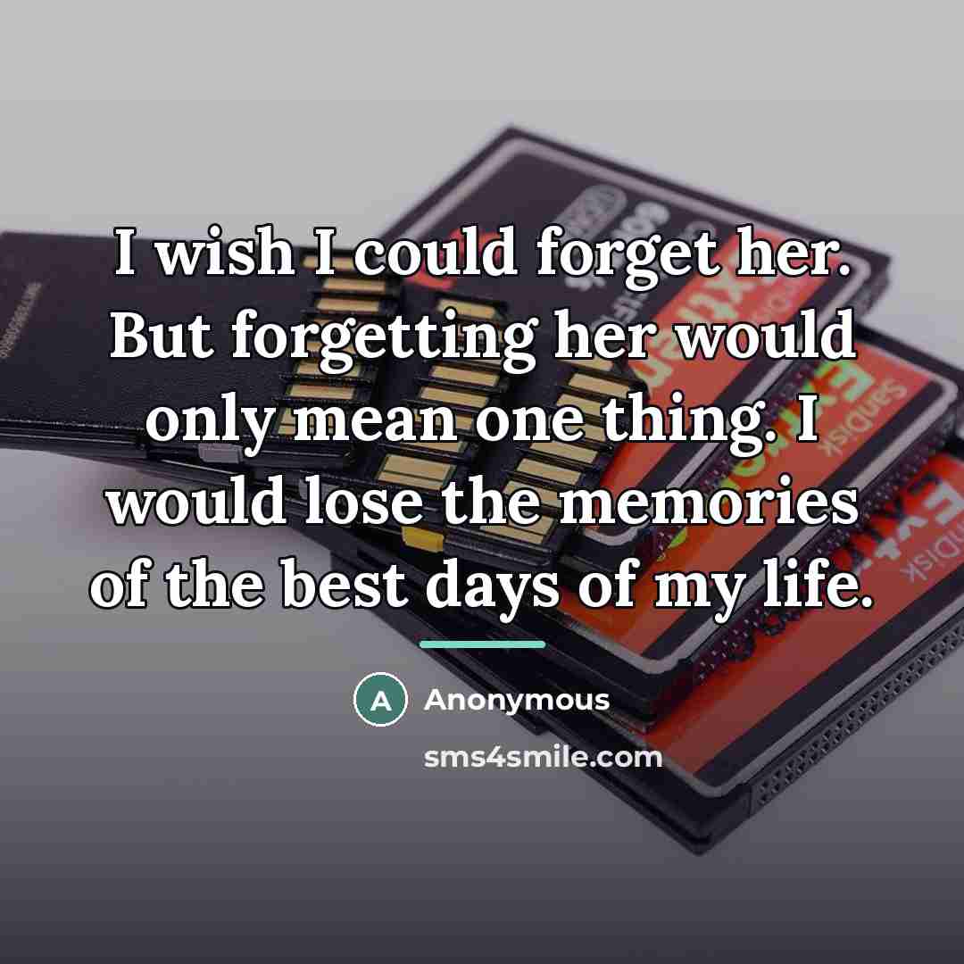 “I wish I could forget her. But forgetting her would…” quote by Anonymous