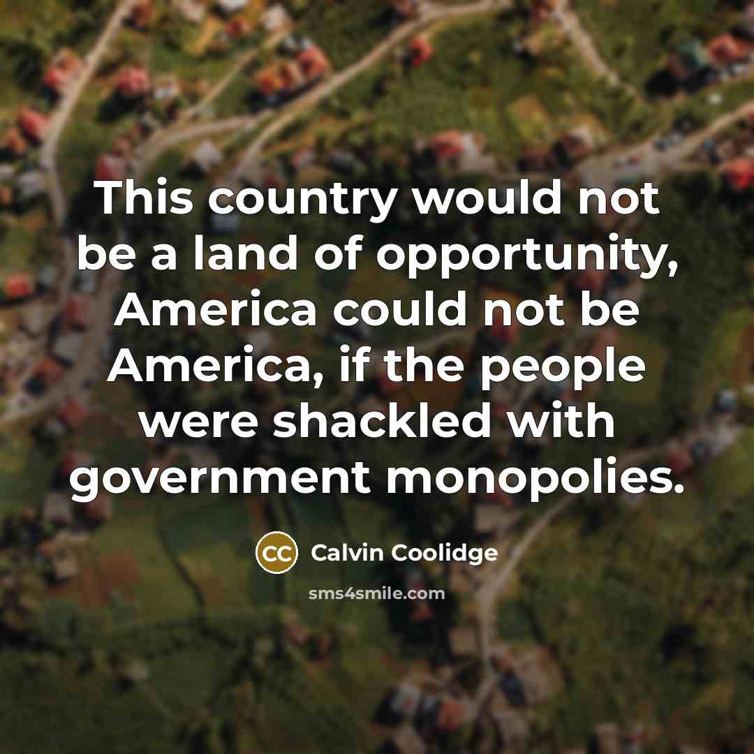 “This country would not be a land of opportunity, America…” quote by Calvin Coolidge