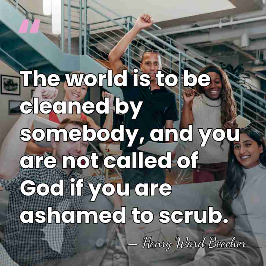 The world is to be cleaned by somebody, and you are not&hellip; - Henry Ward Beecher