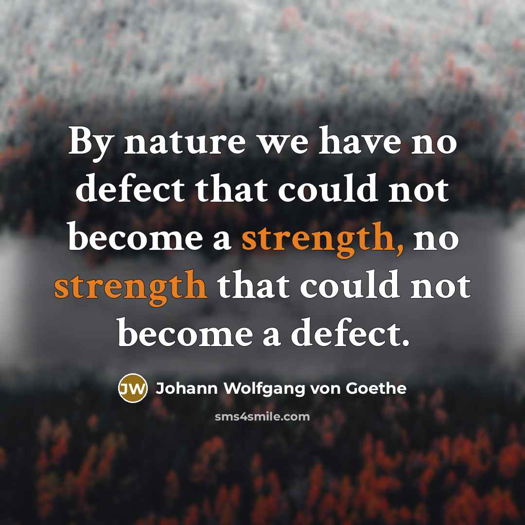 “By nature we have no defect that could not become…” quote by Johann Wolfgang von Goethe