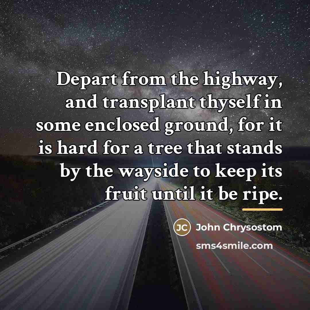 “Depart from the highway, and transplant thyself in some enclosed…” quote by John Chrysostom