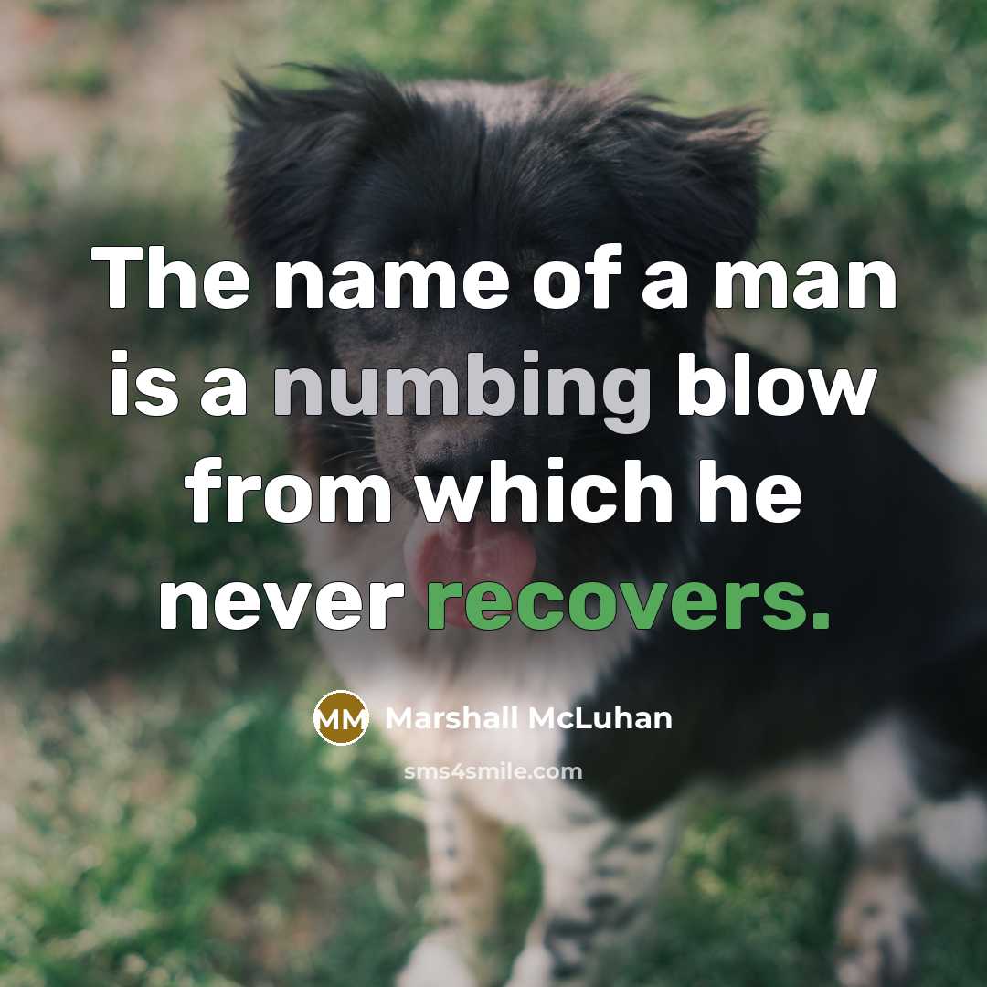 “The name of a man is a numbing blow from…” quote by Marshall McLuhan