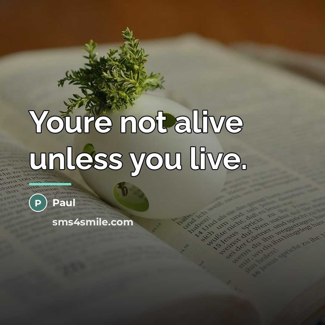 “Youre not alive unless you live.…” quote by Paul
