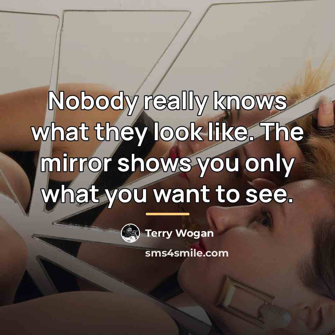 “Nobody really knows what they look like. The mirror shows…” quote by Terry Wogan