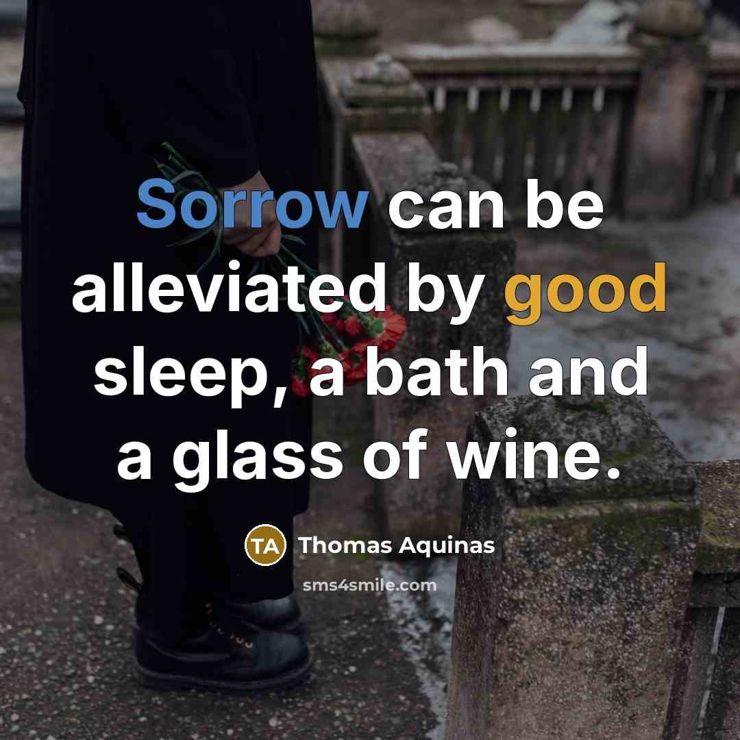 “Sorrow can be alleviated by good sleep, a bath and a glass of wine.” quote by Thomas Aquinas