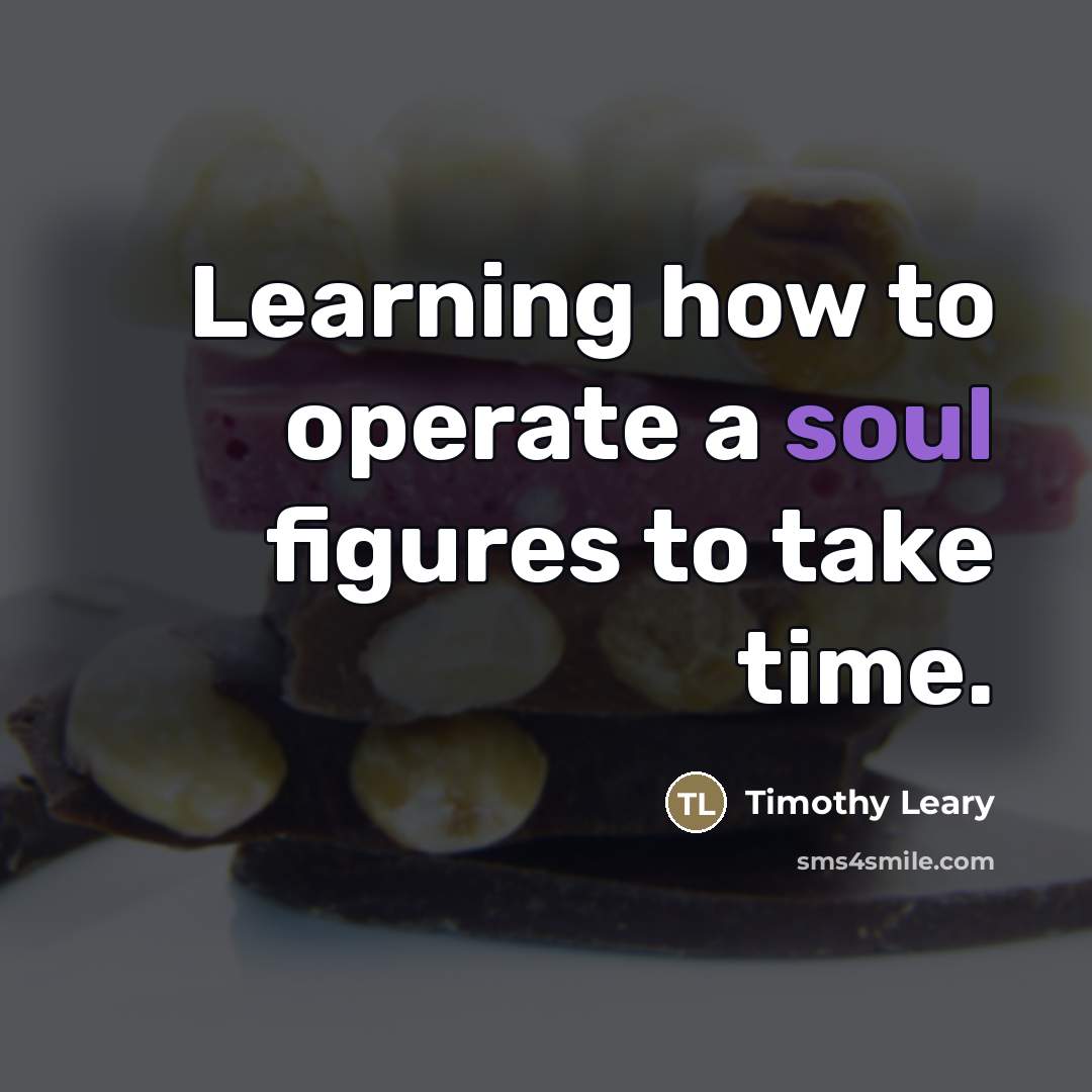 “Learning how to operate a soul figures to take time.…” quote by Timothy Leary